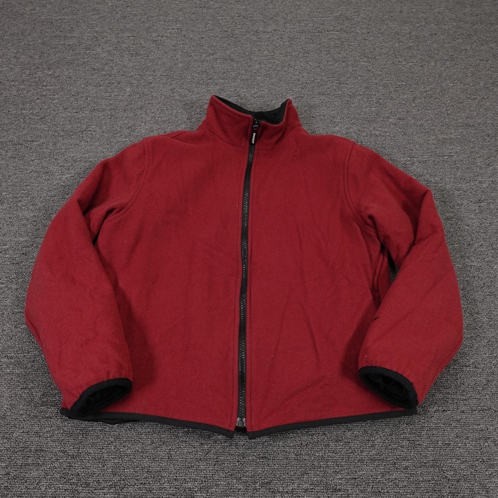 Woolrich Jacket Womens Medium Red Wool Full‎ Zip Lined Outdoor Casual Warm
